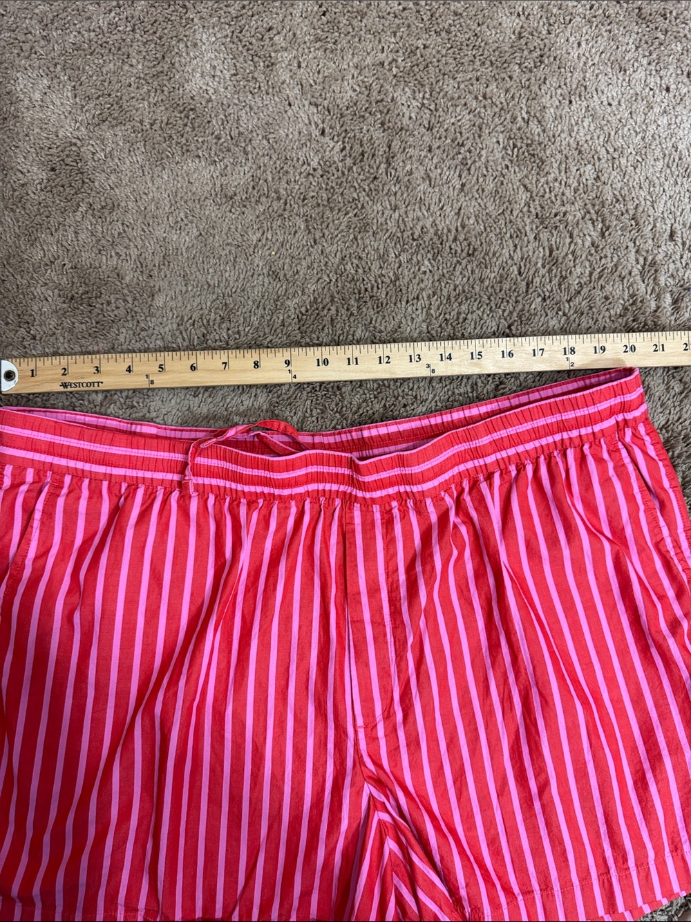 GAP Poplin Boxer Shorts Red Pink Striped Womens size XXL Casual Summer Lounge - Picture 8 of 9